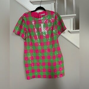 Trina Turk sequin checked dress .